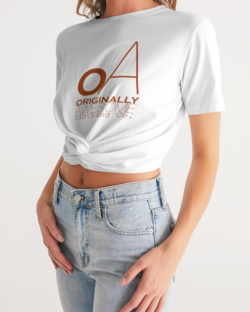 OA SimplyOA Twist-Front Cropped Tee(White)