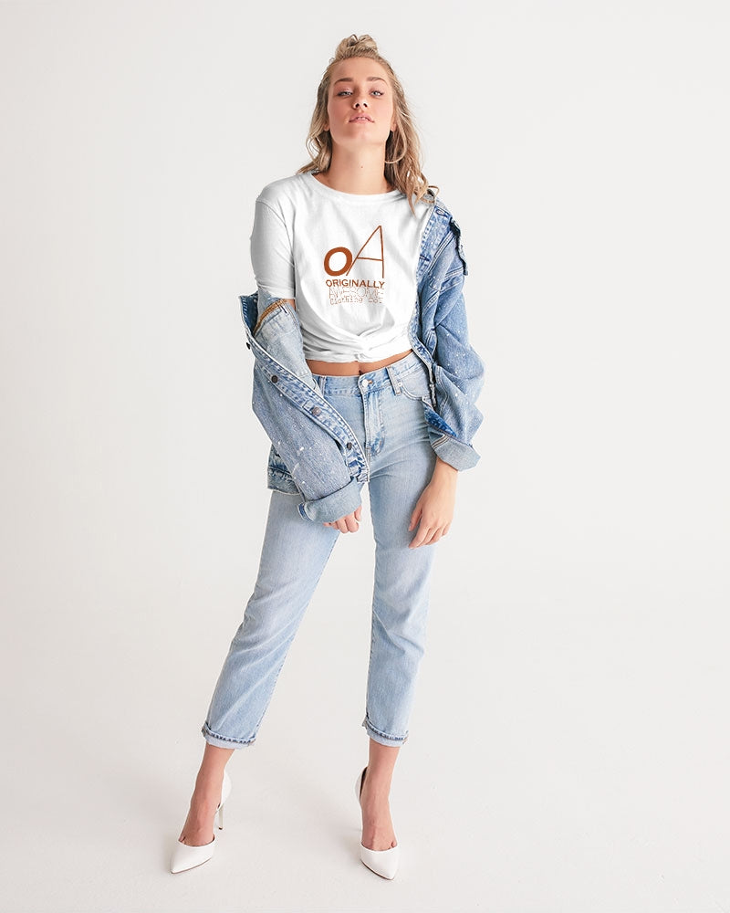 OA SimplyOA Twist-Front Cropped Tee(White)