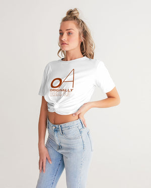 OA SimplyOA Twist-Front Cropped Tee(White)
